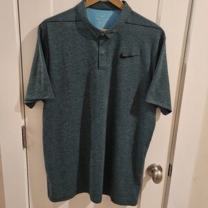 Nike Aeroreact Snap-Button Golf Polo Shirt 923106-486 - Size Large - Blue Black